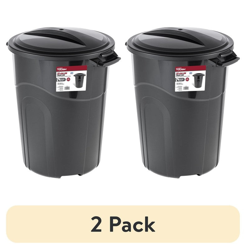 (2 Pack)  32 Gallon Heavy Duty Injection Molded Trash Can with Click Lock Lid10
