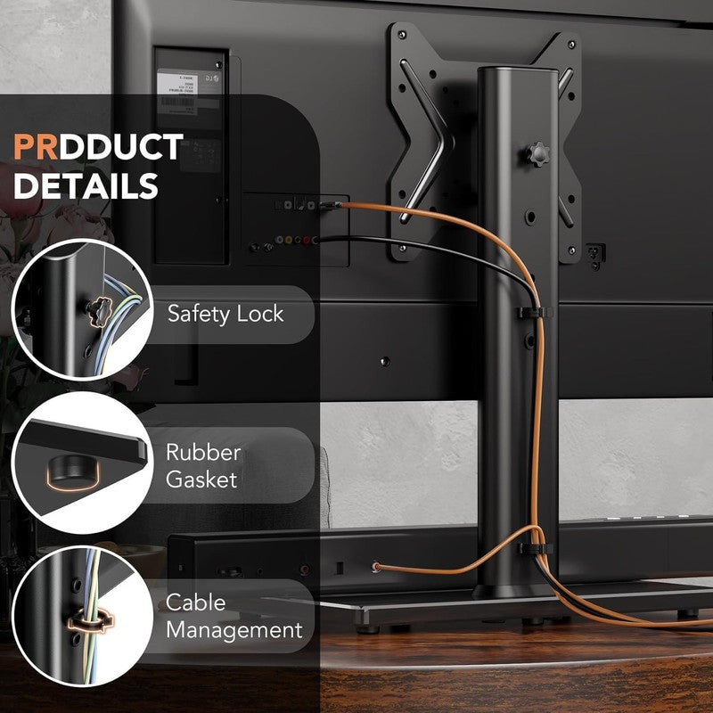 Universal TV Stand for 32–60" TVs, Height Adjustable Mount with Glass Base5