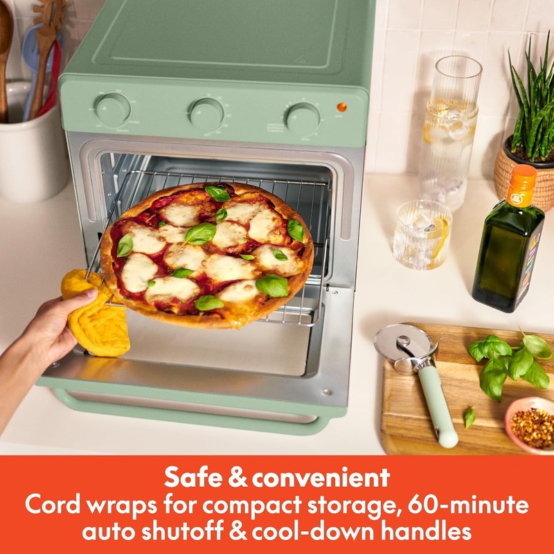 Air Fry Toaster Oven 1700W 7 Presets Dishwasher Safe Trays Seaglass6