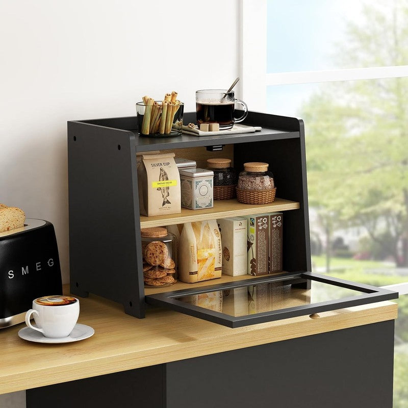 Black Bread Box Large Farmhouse Bread Storage Container for Counter2