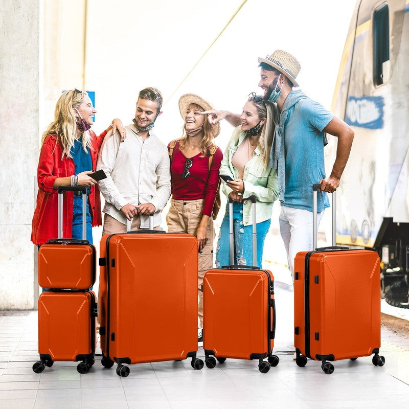 5 Piece Luggage Set with 8 Packing Cubes, Hard Shell Suitcase Set with Spinner W10