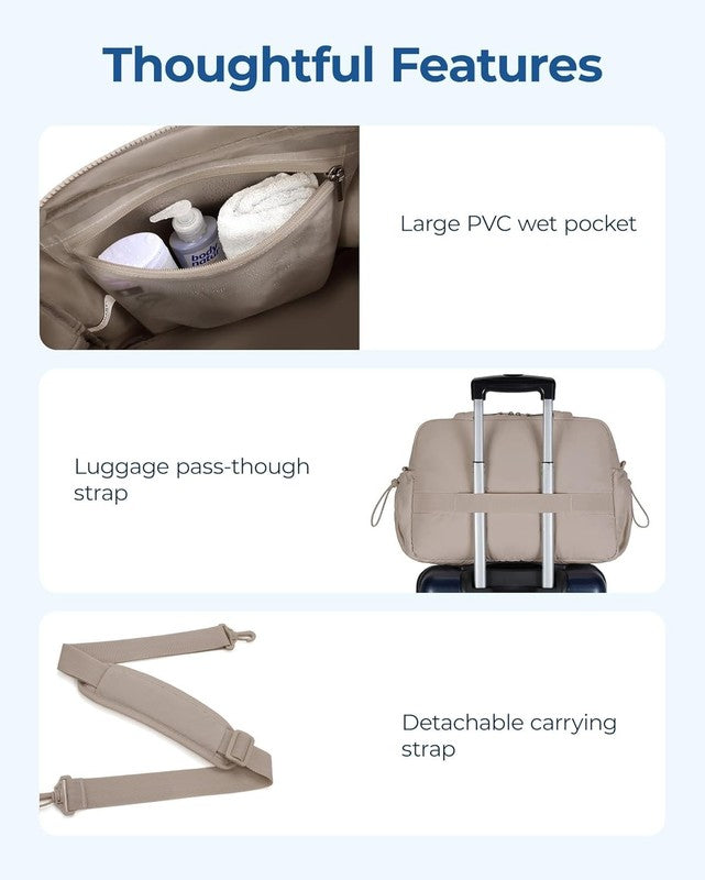 Gym Bag for Women, Duffle Bag for Travel with Wet Pocket, Lightweight Carry on W6