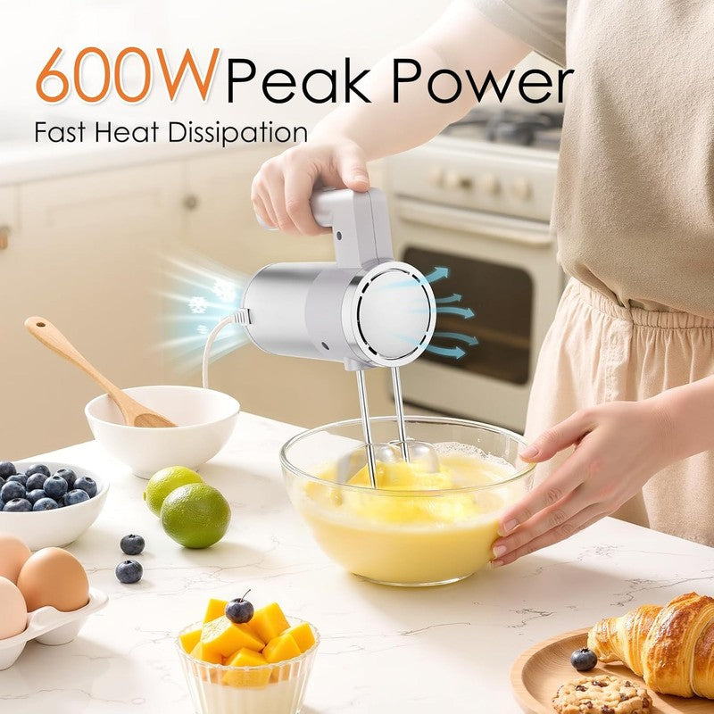 Powerful 600W Hand Mixer, 5 Speed Electric Hand Held Mixer for Baking, Lightweig1