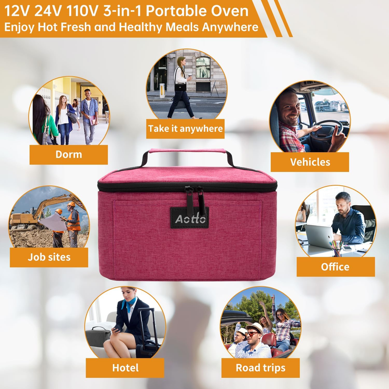Portable Electric Lunch Box Food Warmer 12V/24V/110V Car Oven Pink6