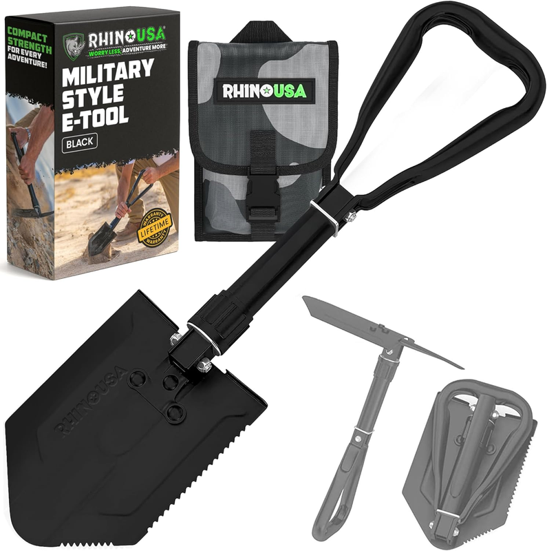Folding Survival Shovel with Pick Heavy Duty Camping Entrenching Tool9