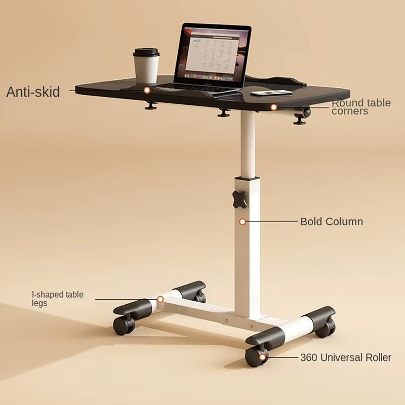 Home Medical Overbed Table, Hospital Bedside Table with Tilting Desktop and Whee4