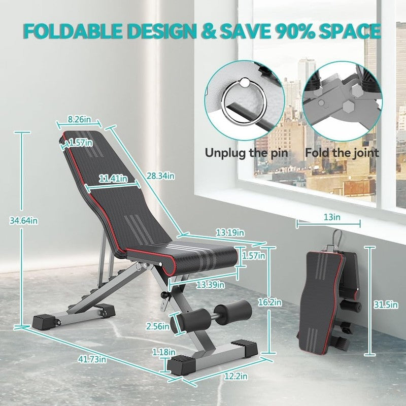 Adjustable Foldable Weight Bench 660LBS Home Gym Workout & Bench Press6