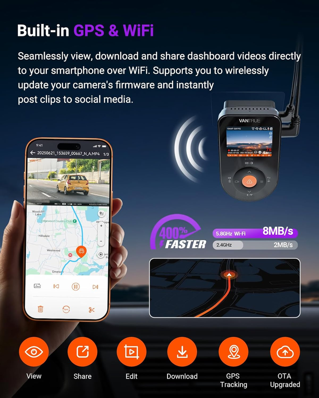 S1 Pro Dash Cam Front STARVIS 2, 2.7K Mini Dash Camera for Cars, ADAS, App Contr5