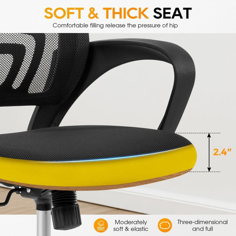 | Ergonomic Office Chair | Mid Back Swivel Desk Chair | Breathable Backrest & Lu2