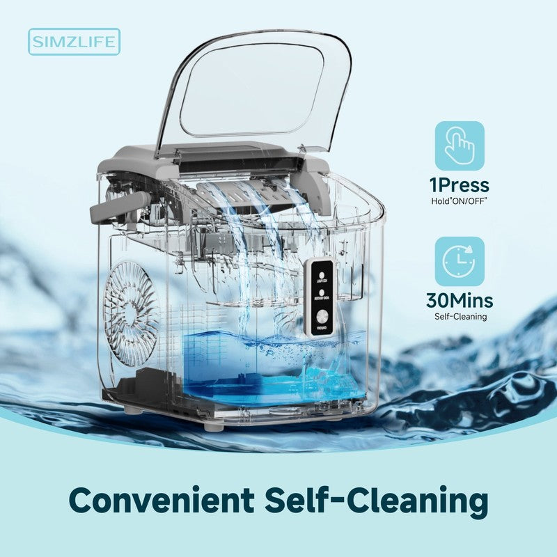 Portable Countertop Ice Maker with Handle 26Lbs/24H 9 Bullet Ice Self Cleaning7