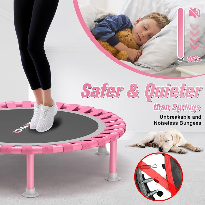 Foldable 40" Mini Trampoline for Kids & Adults - 450Lbs Capacity, Adjustable Bar4