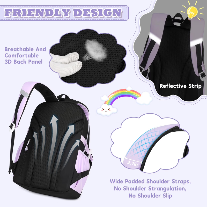 Kids Kawaii Ita School Backpack Lightweight Bookbag Blue Star1
