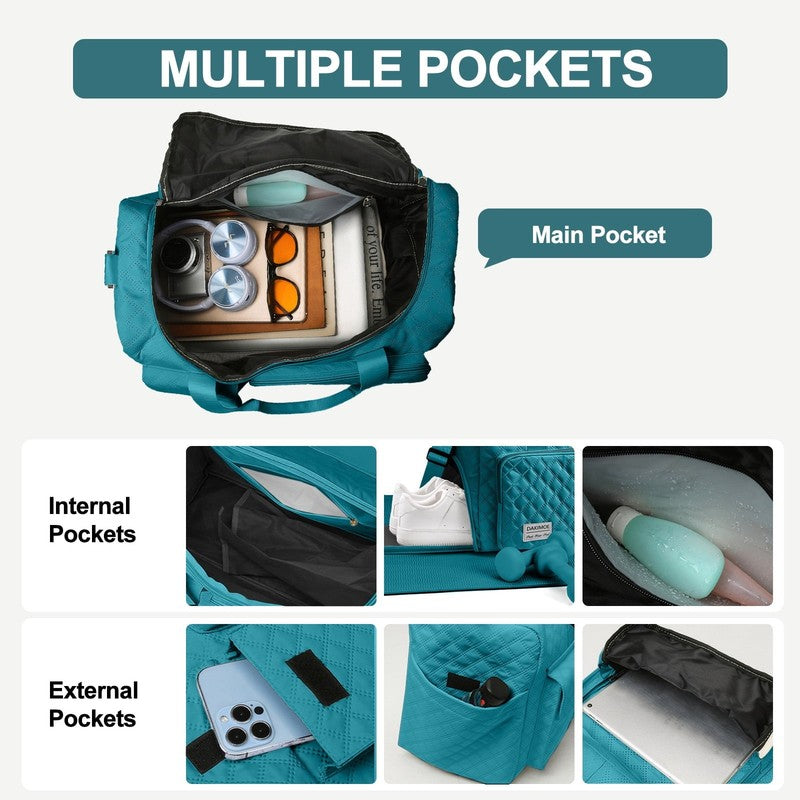 Travel Duffle Bag for Women Men, Weekender Overnight Bags Carry on Gym Bag with3