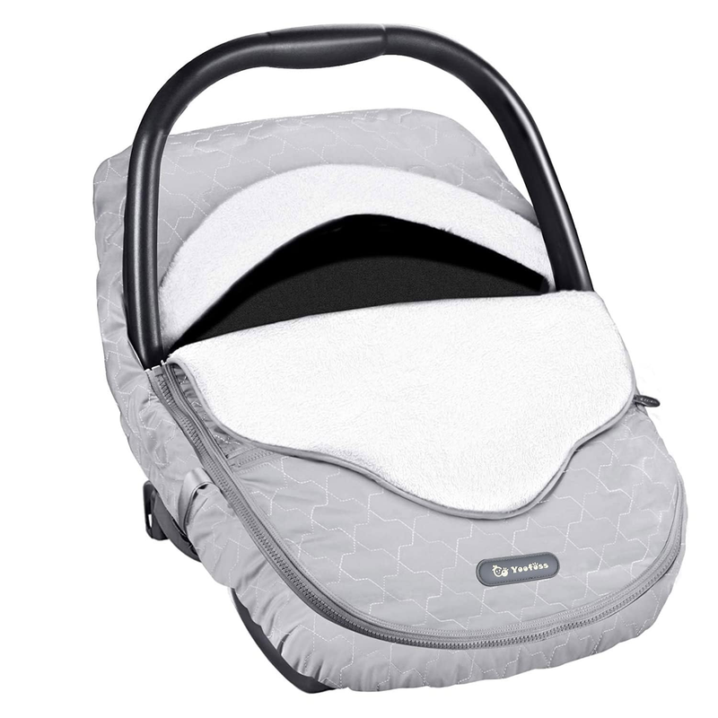 Winter Baby Car Seat Cover, Plush Fleece Canopy for Infants, Grey7