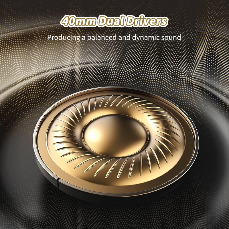 Bluetooth Over Ear Headphones 65H Playtime Wireless Headset Mic Bass5