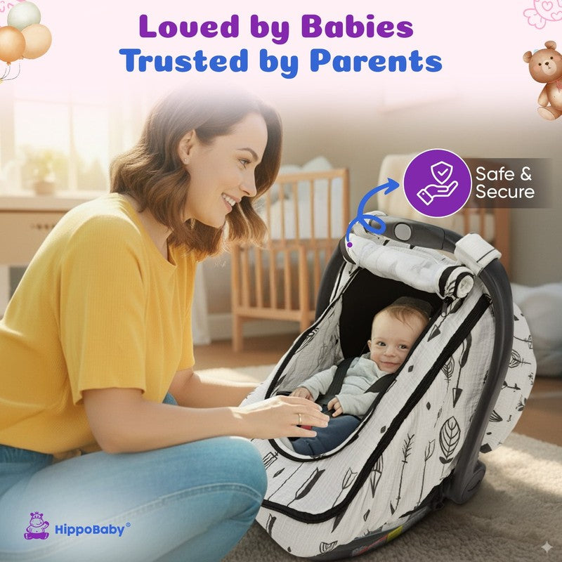 100% Cotton Muslin Breathable Infant Car Seat Cover5