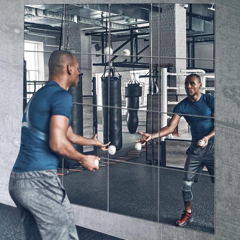 Full Body Mirror Tiles 12"x12" 8PCS Frameless Glass Wall Mirrors for Home Gym1