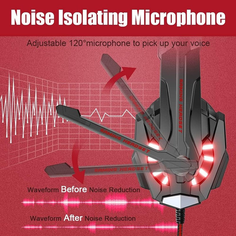 Stereo Gaming Headset for PS4 Xbox One PC Noise Cancelling Mic LED4