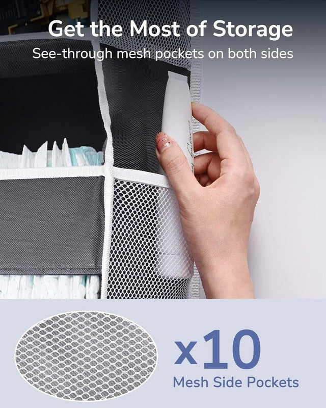 1 Pack over Door Organizer with 5 Large Pockets 10 Mesh Side Pockets, 44 Lbs Wei3