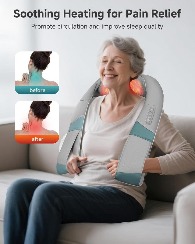 Cordless Shiatsu Neck Massager w/ Heat 4D Kneading Deep Tissue w/ Bag4