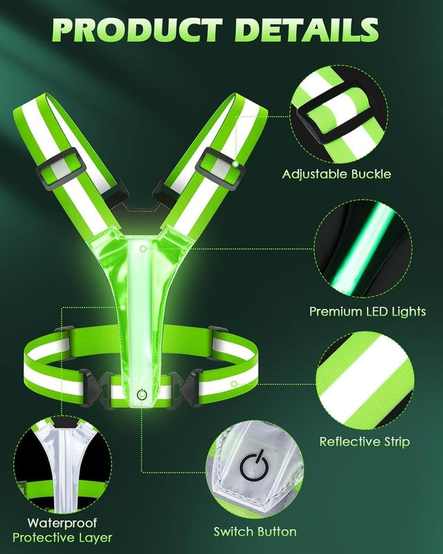 LED Reflective Vest Running Gear, 5 Lights Colors High Visibility Reflective Run5