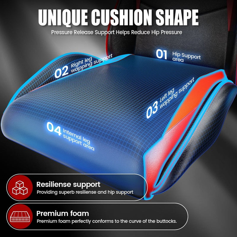 Gaming Chair with Adjustable Headrest & Lumbar Support, Height Adjustable, Red6
