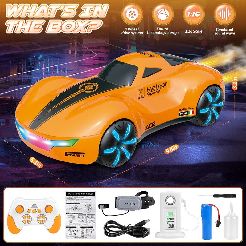 RC Cars for Aged 4 12 Boys , Rechargeable Remote Control Stunt Car, 360° Rotate,7