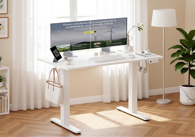 48x24 Electric Standing Desk Adjustable Sit Stand Desk White Frame1