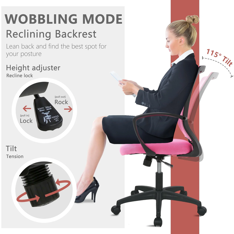Ergonomic Office Chair, Lumbar Support, Adjustable Height with Armrests for Adul3