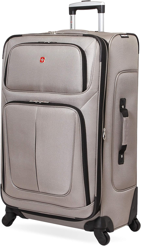 Large Softside Expandable Spinner Luggage Lightweight Travel Suitcase Pewter10