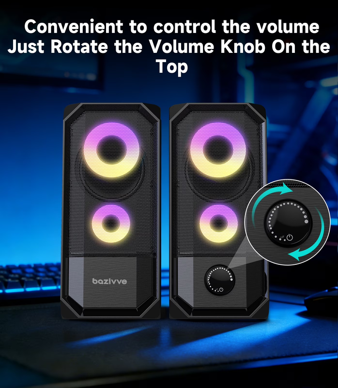 RGB Gaming Computer Speakers USB Powered Stereo 3.5mm for PC Laptop Desktop1