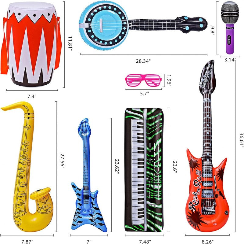 Inflatable Rock Star Toy Set, 30 PCS 80S 90S Party Decorations Inflatable Party 4