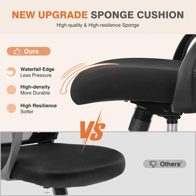 Ergonomic Mesh Office Chair with Lumbar Support and Flip Up Arms, Black3