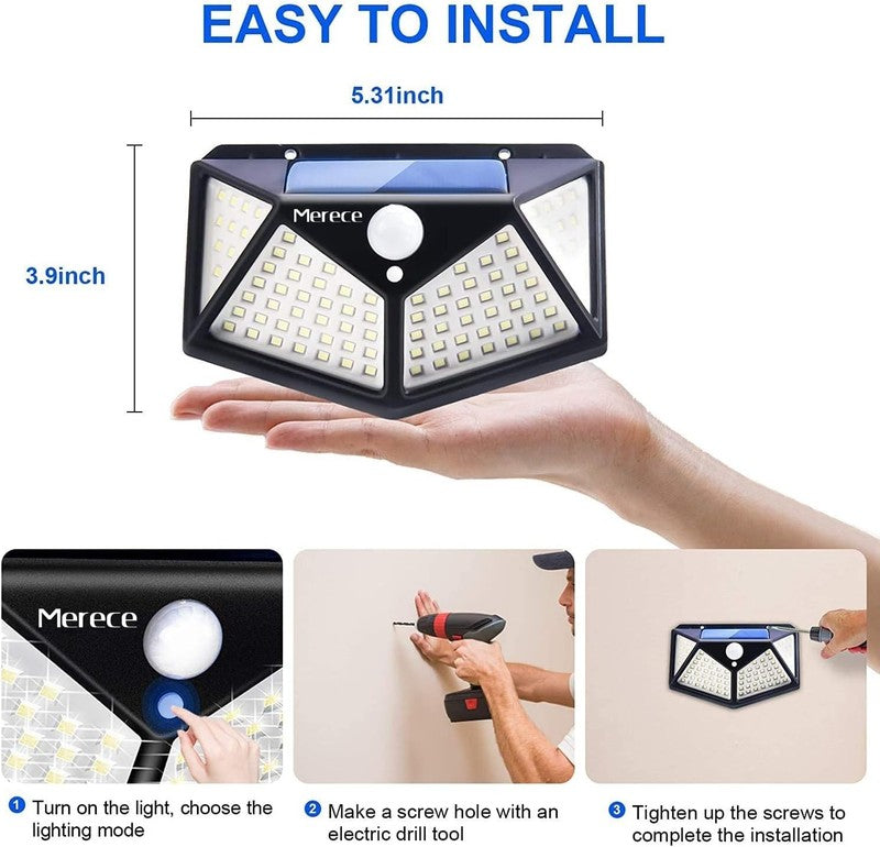 Solar Motion Sensor Lights 6 Pack, 100 LED Waterproof Outdoor Security Lights6