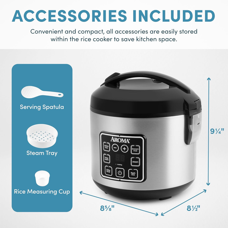 ARC 914SBD 4 Cup Digital Rice Cooker 2Qt Steamer Multi Cooker Stainless2