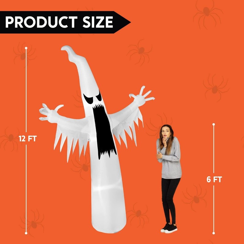 12Ft Halloween Ghost Inflatable w/ LEDs Outdoor Yard Blow Up Decoration3