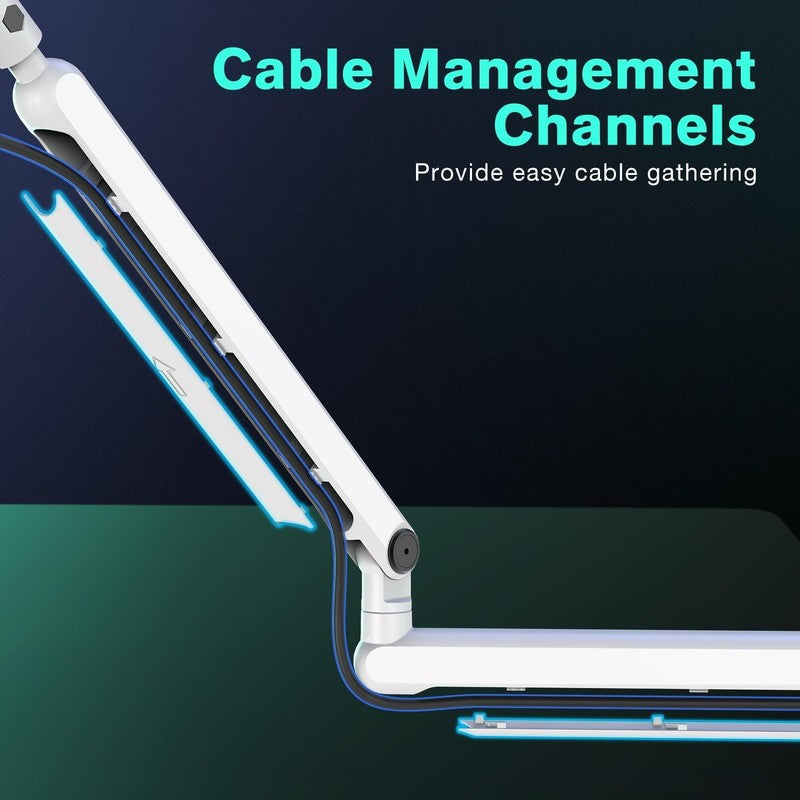 Low Profile White Boom Arm Mic Stand with Desk Clamp & Cable for Recording7
