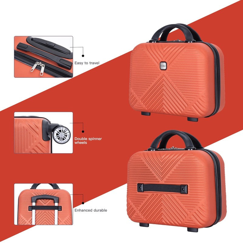 2 Piece Luggage Set Hardside Spinner Wheels Lightweight Carry On Dark Orange3