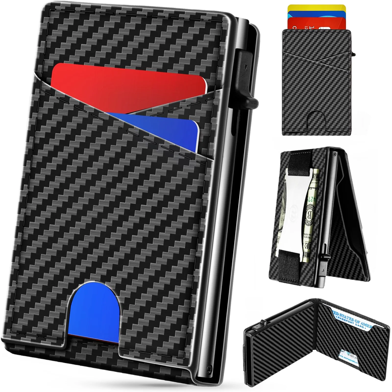 Minimalist Slim Wallet, Men Wallets with POP up Card Holder, RFID Blocking2