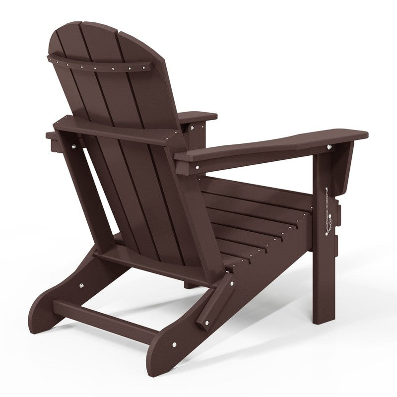 Malibu Outdoor Folding HDPE Adirondack Deck Chair - Patio & Outdoor Lounge, Weat9
