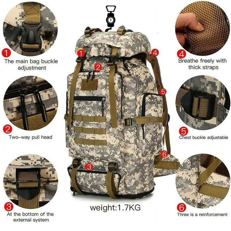 100L Waterproof Hiking Camping Backpack Heavy Duty Durable Outdoor Travel Bag1
