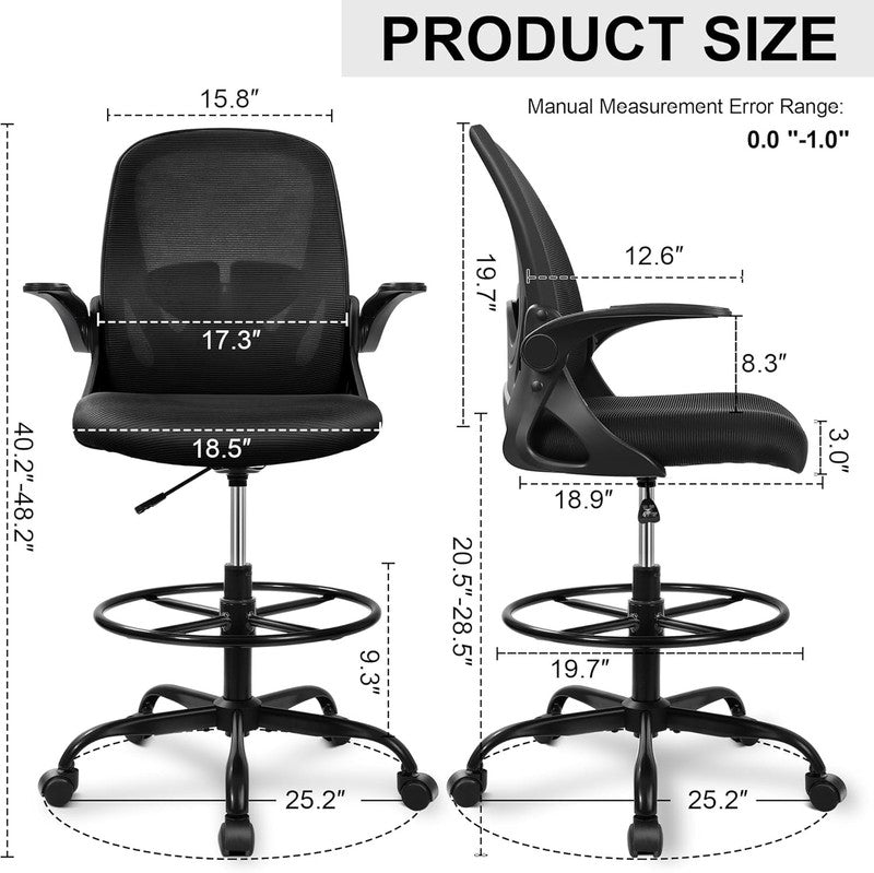 Drafting Chair Tall Office Chair with Flip Up Armrests Executive Ergonomic Compu2
