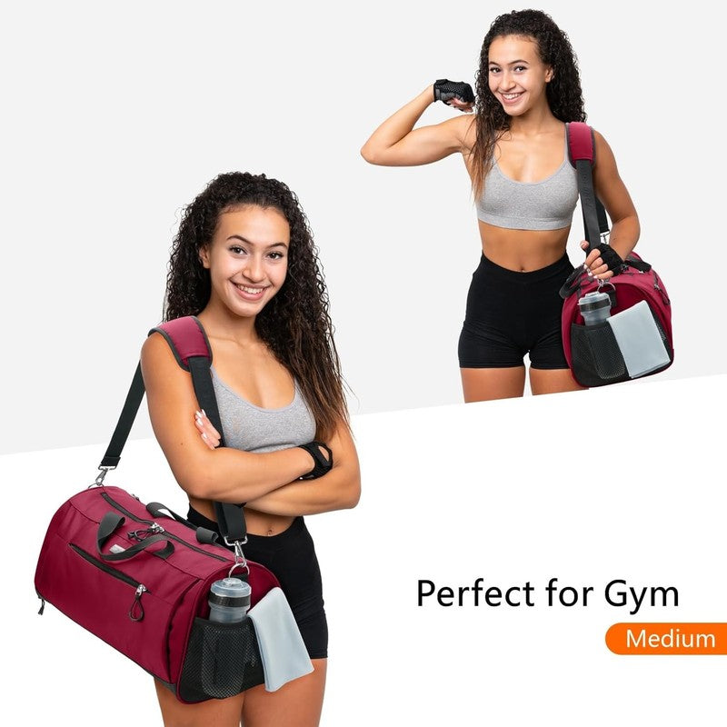 Gym Bag Unisex Duffel Shoe Compartment Wet Pocket Travel Sports Red M2