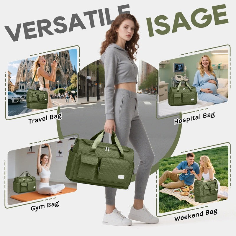 2-Piece Expandable Foldable Duffle Bag Set with Wet Pocket and Shoe Compartment,7