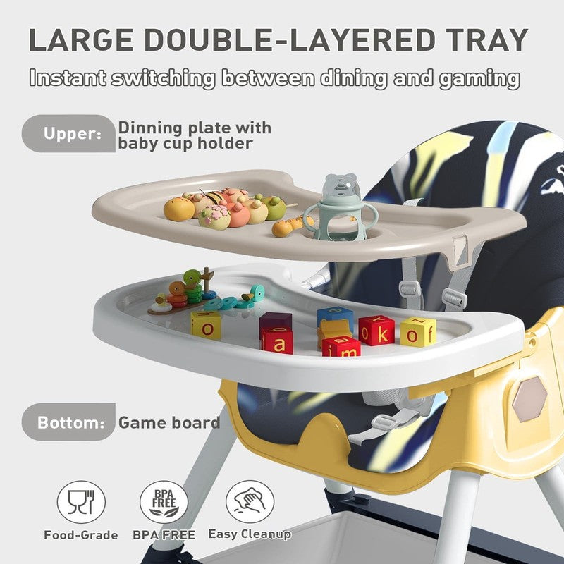 Baby High Chair, 4 in 1 Convertible Highchair for Babies & Toddlers, Double Tray3