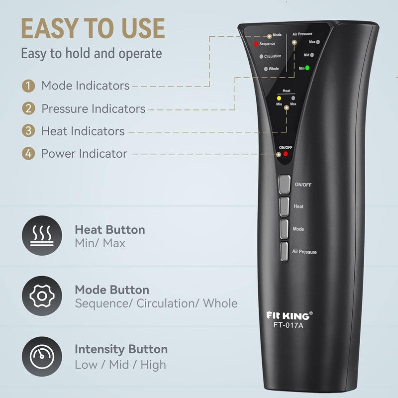Leg Massager w/ Heat Air Compression Calf Circulation Pain Relief RLS Edema4