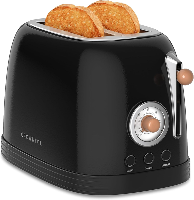 Retro 2-Slice Toaster Black - Wide Slots, Bagel, Cancel, Defrost, 6 Shade7