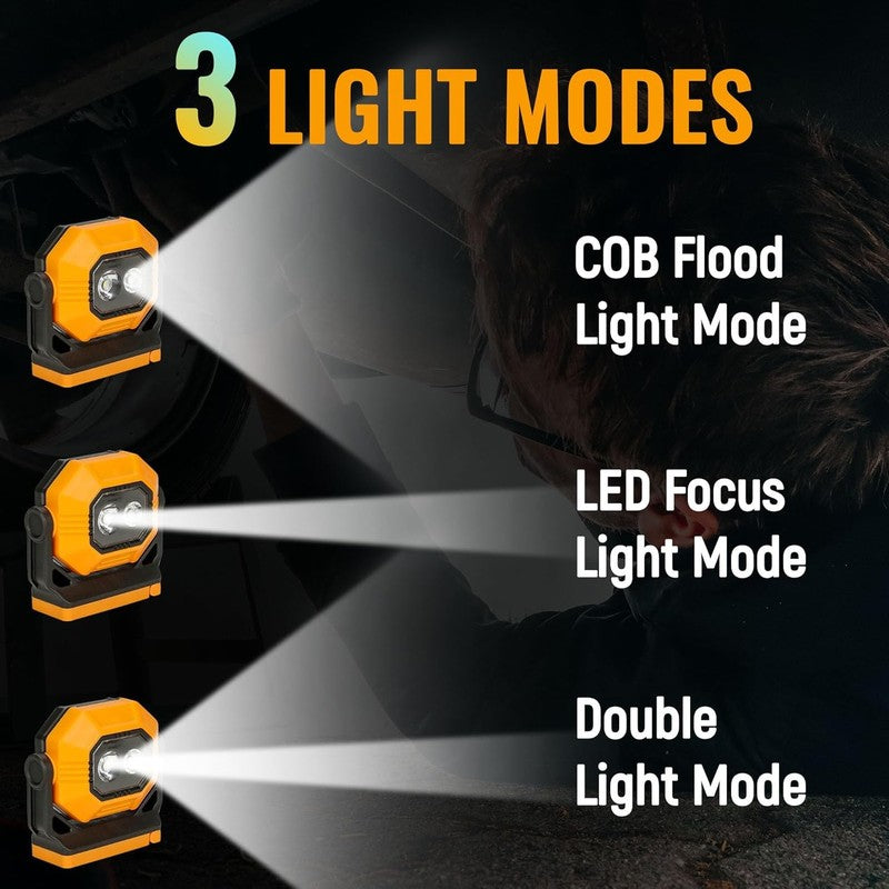 LED Rechargeable Work Light, 1500LM Portable COB Magnetic Lights with 3 Modes & 2