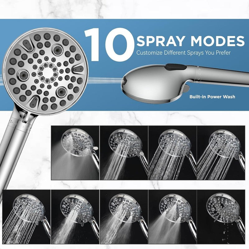 Dual Rain Shower Head Combo w/ Handheld Adjustable Bar Filtered Water Chlorine5