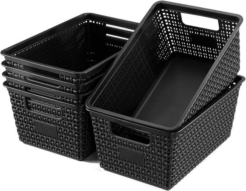 Set of 6 Plastic Storage Baskets, Small Organizer Bins for Home & Office10
